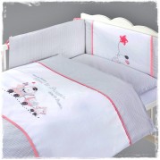 5-dielny posteľný komplet 135x100cm, Choo-Choo/sivo-ružový